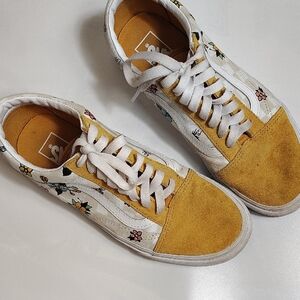 Vans Yellow and White Floral Sneakers